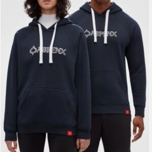 Blue Hooded Sweatshirt with White Drawstrings